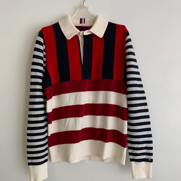 Unique Tommy Hilfiger mixed stripe button top - Picture 1 of 8